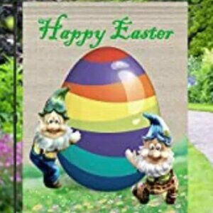 HAPPY EASTER GNOME EGG DECOR FLAG, EASTER DECORATION 12 X 18